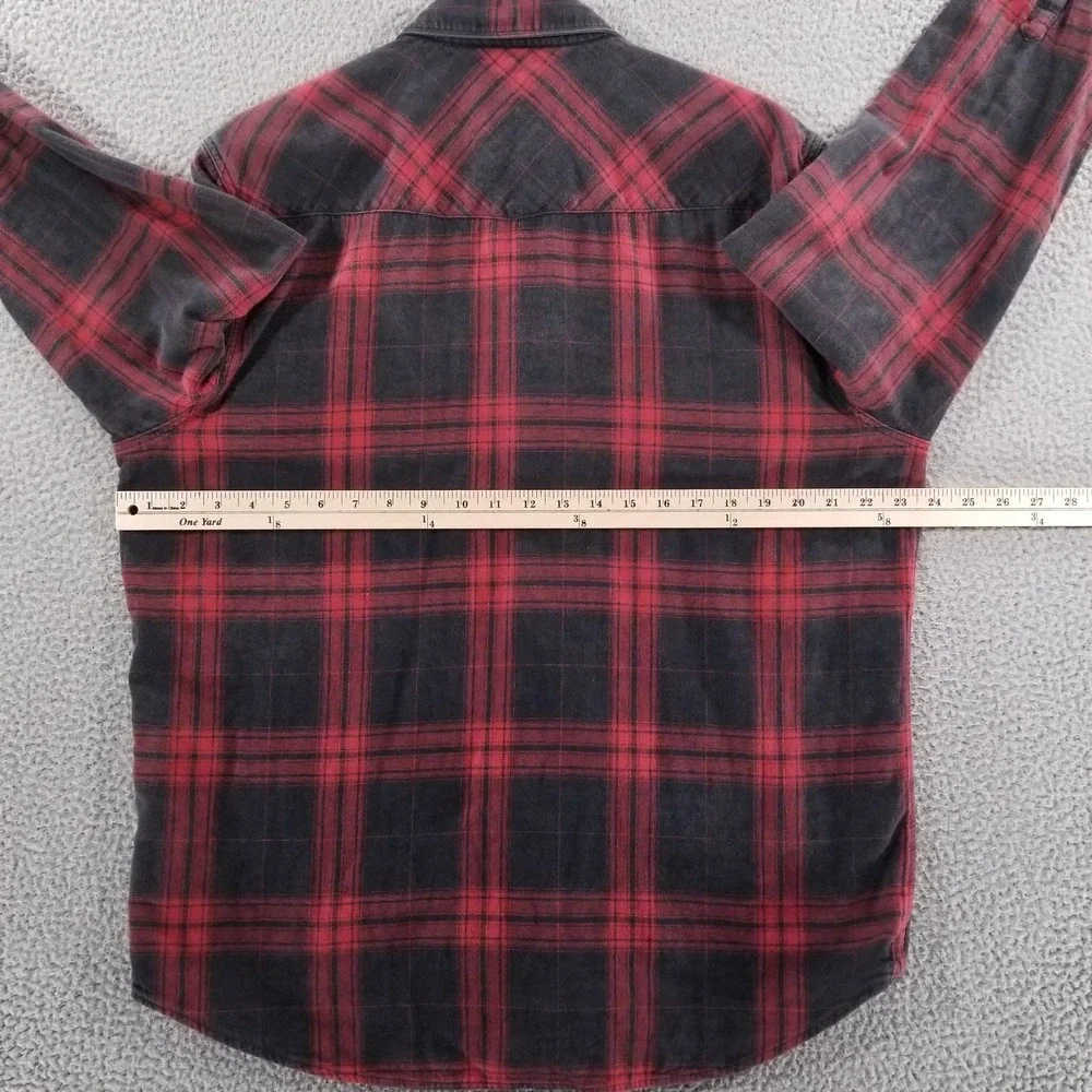 32 Bar Blues Shirt Mens Large Black Plaid Double Wall Layer Buffalo Check Plaid